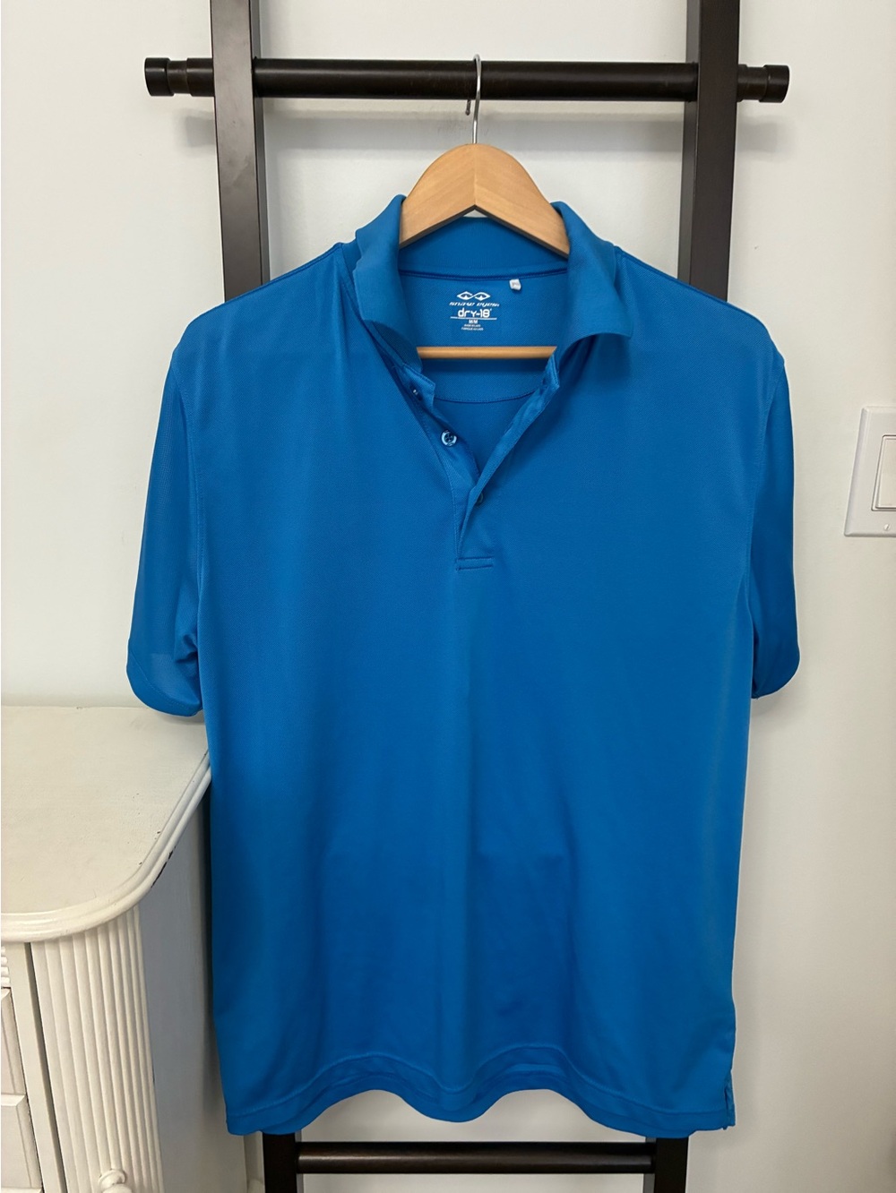 Men's Blue Performance Polo Shirt - snake eyes. Loose fitting medium. Summer
